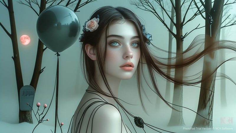Ethereal portrait of a girl with a butterfly on her cheek